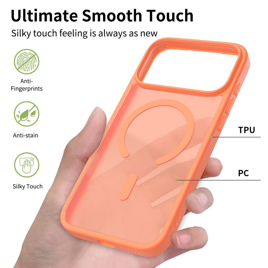 New Product for IPhone 17 Silver Shield Skin Magnetic Phone Case for Apple 16 Official Orange Logo Protective Cover