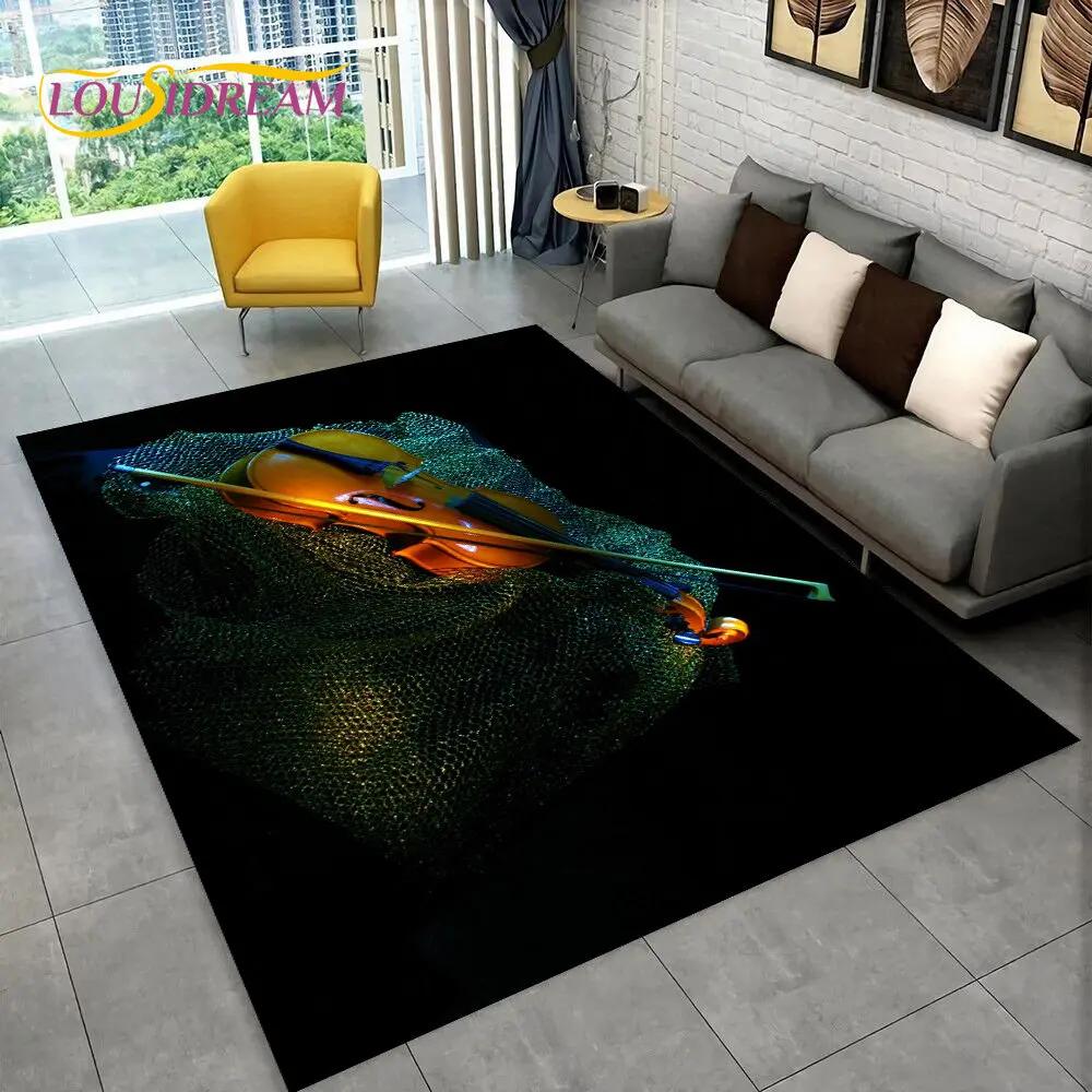 Classical Violin Instrument Music Area Rug,Carpet for Home Living Room Bedroom Sofa Doormat Kitchen Decor,kid Non-slip Floor Mat