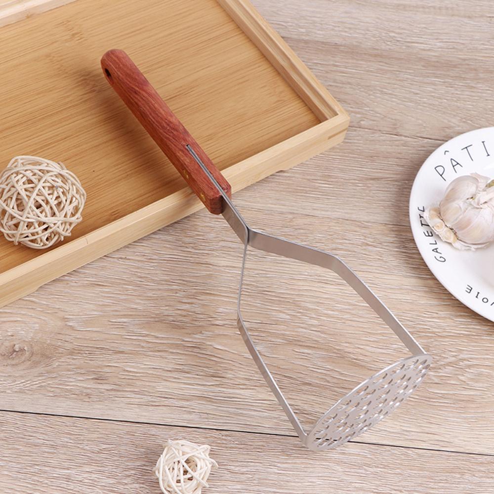 Garlic Fruit Manual Wooden Handle Heavy Duty Pusher Potato Masher Cooking Tool Press Crusher