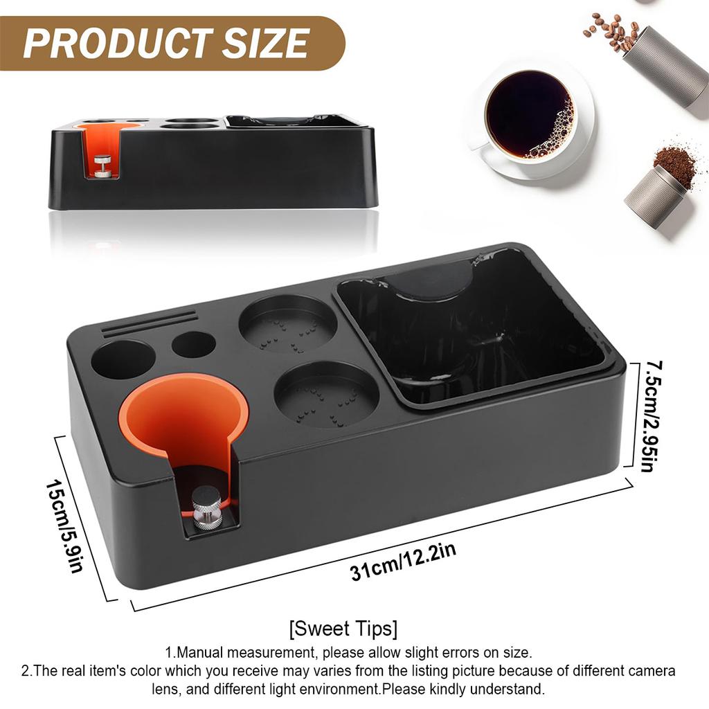 D2 Coffee Tamping Station with Knock Box, 8 In 1 Organizer for Tamper, Portafilter Holder, Cleaning Kits Puck Screen Accessories