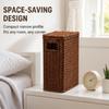 F Woven Basket: Narrow Space-Saving Design Storage Organizer - Lightweight Magazine Holder with Handle for Kitchen Living Room Closet