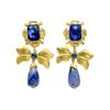 Vintage Blue Glass Bow Earrings - Retro Design Ornament