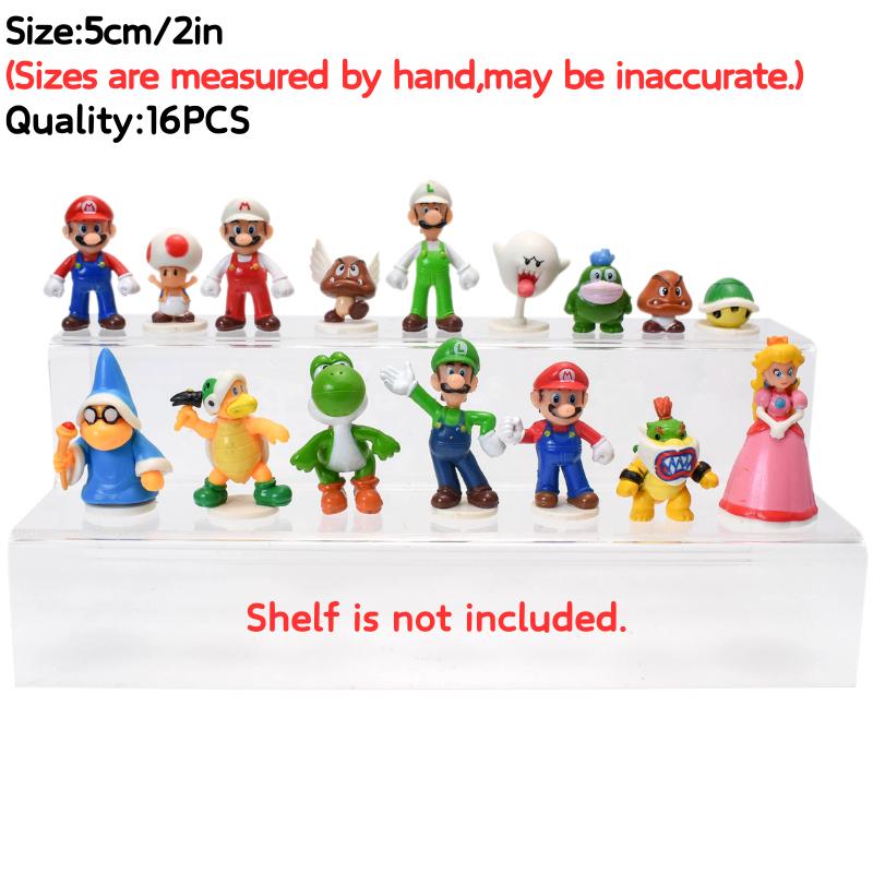 3-48Pcs/Set Mario Bros Princess Peach Bowser Goomba Figures Toys Cute Anime Donkey Kong Yodhi Boo Toad Model Doll Birthday Gifts