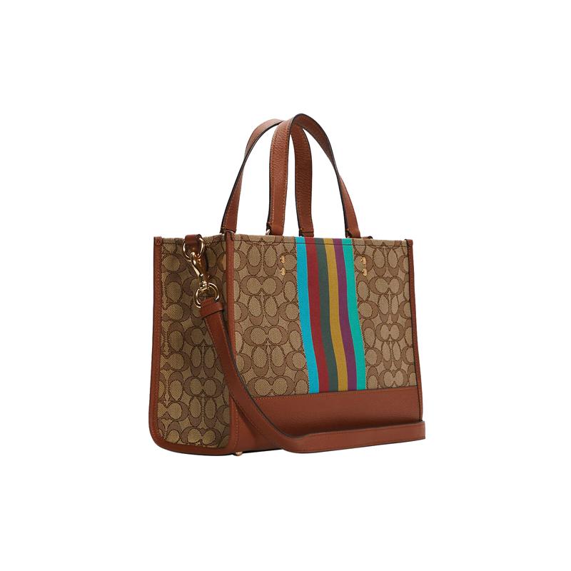 COACH Dempsey 30 Classic Presbyopia Snap Fastening Fabric and Pebbled Leather Shoulder Crossbody Tote Large Women's
