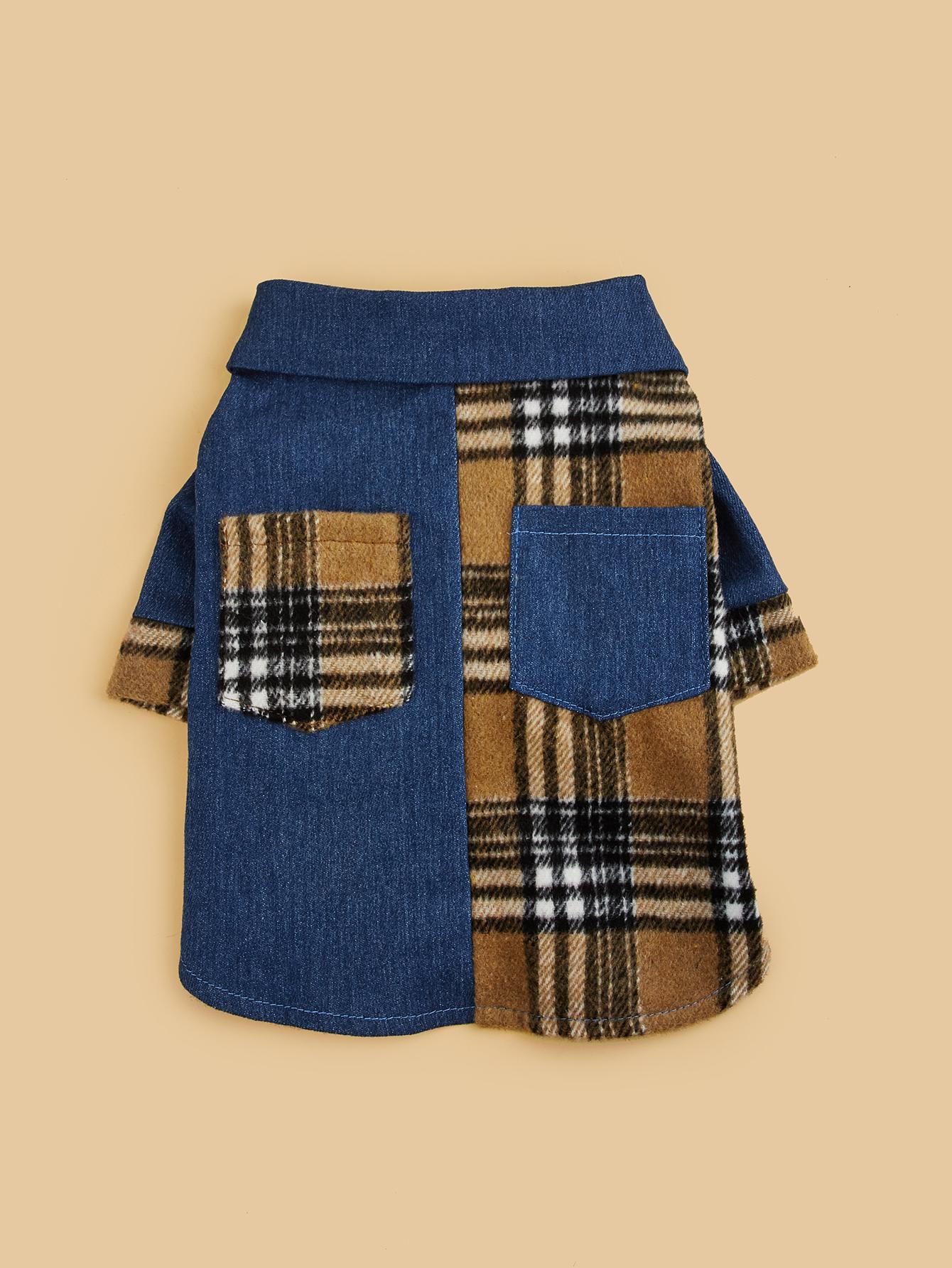 

Dog Cloth for Small Dogs Costume Jean Puppy with Doggie Plaid Pet Clothes Soft Apparel Attire XS разноцветный