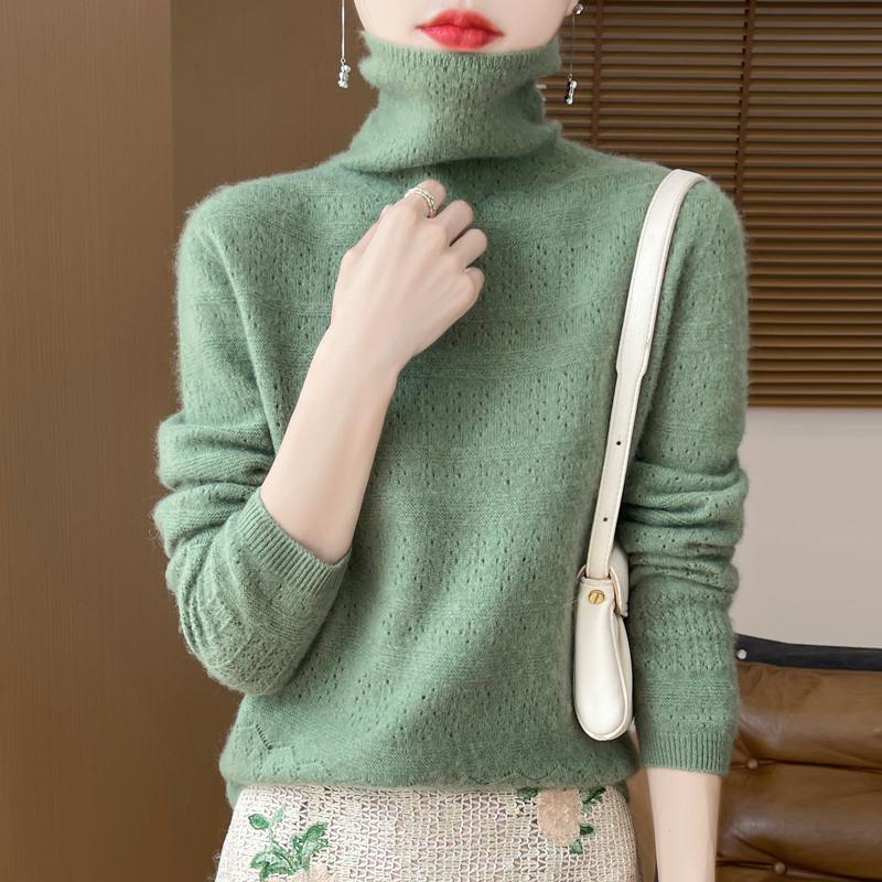 

Women s cashmere sweater Qinghe cashmere 30% cashmere 70% wool autumn and winter pullover warm and fashionable L темно-оливковий колір