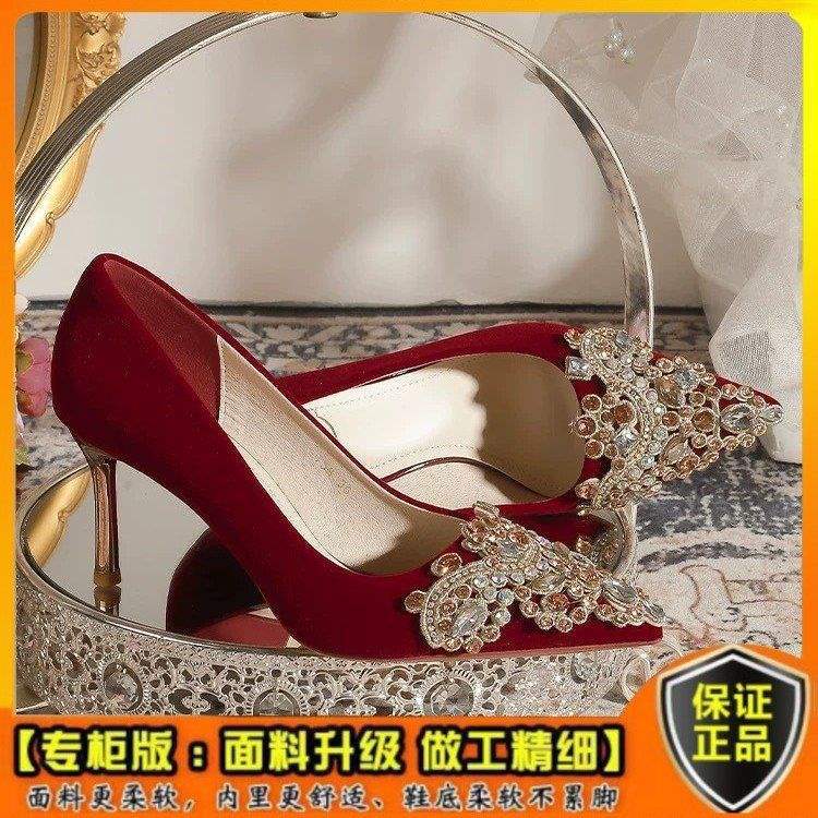 Leichte Satin-Hochzeitsschuhe 2025 neue Brautschuhe Haupt-Hochzeitskleid Show Heliang-Kleidung Verlobung High Heels Damen Stiletto