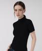 JUSTHANG Tencel Basic Ribbed Mock Neck Short Sleeve T-Shirt [Black]
