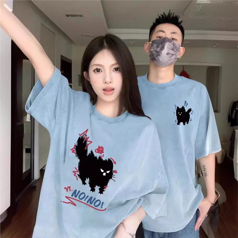 

2024 Pure Cotton Chinese Style Couple s Summer T-Shirt Set S