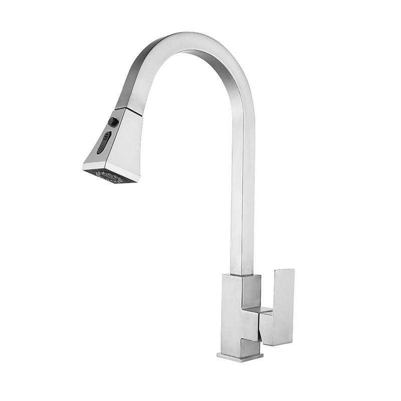 

Nickel Kitchen Pull-out Faucet 304 Stainless Steel Double Mode Hot And Cold Mixed Wash Basin Faucet Square Kitchen Sink Faucet светло-серый