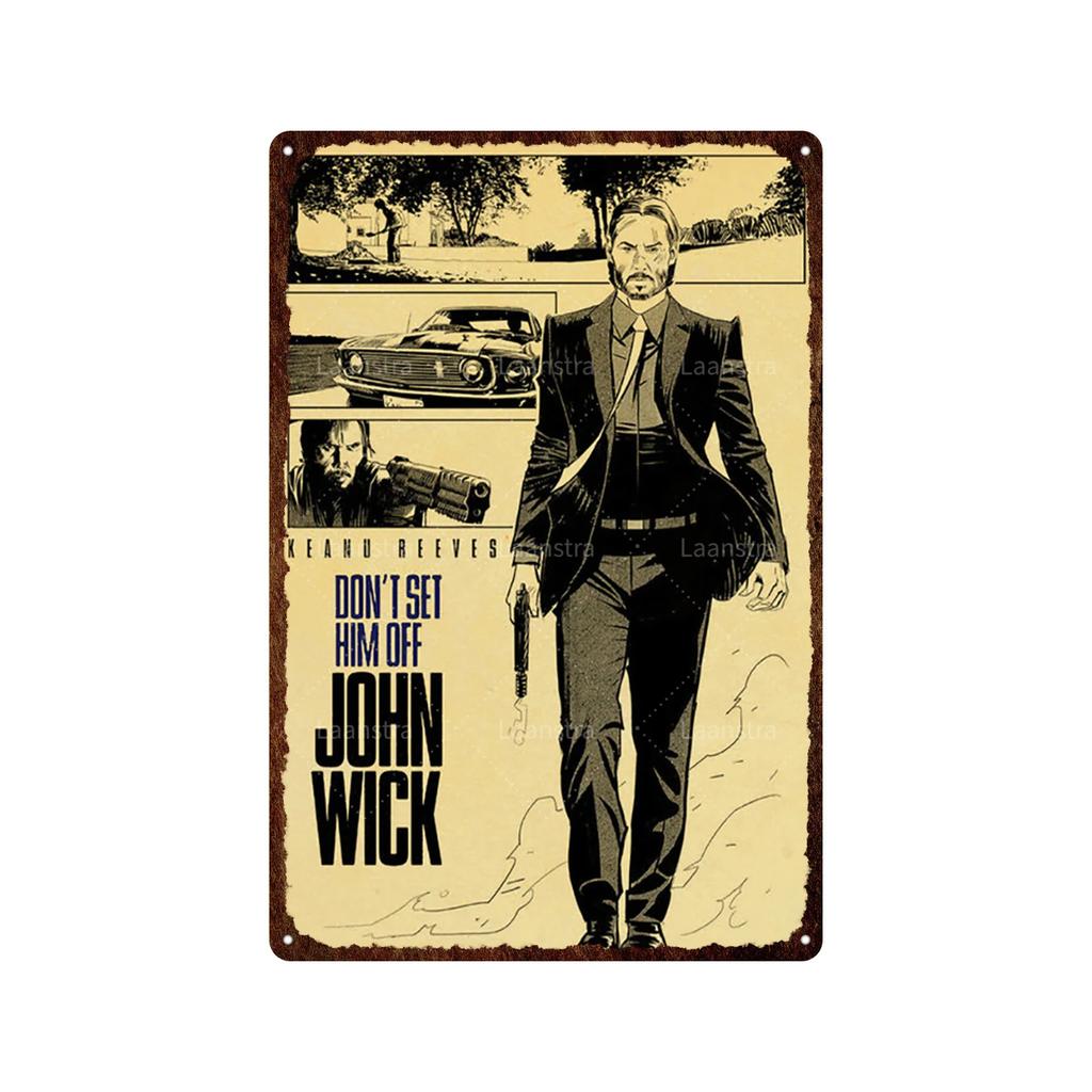 Vintage Movie Poster John Wick Poster Metal Sign Decorative Tin Painting Home Cafe Bar Kraft Poster Wall Sticker Decoration