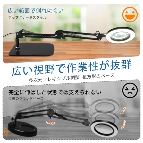 2024 New 2-in-1 10x Magnifying Glass with Stand and LED Light, Perfect for Work, Tabletop, 360° Angle Adjustment, Continuously Dimmable, Clip-on Compa