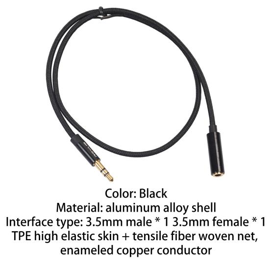 Cavo di Estensione Audio 3,5mm Stereo Portatile in Lega di Alluminio Maschio a Femmina Cavo di Estensione per Cuffie