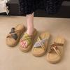 Platform Slippers Women's Summer Wear 2025 New Versatile Fashion with Skirts Lazy Word Beach Outing Sandals