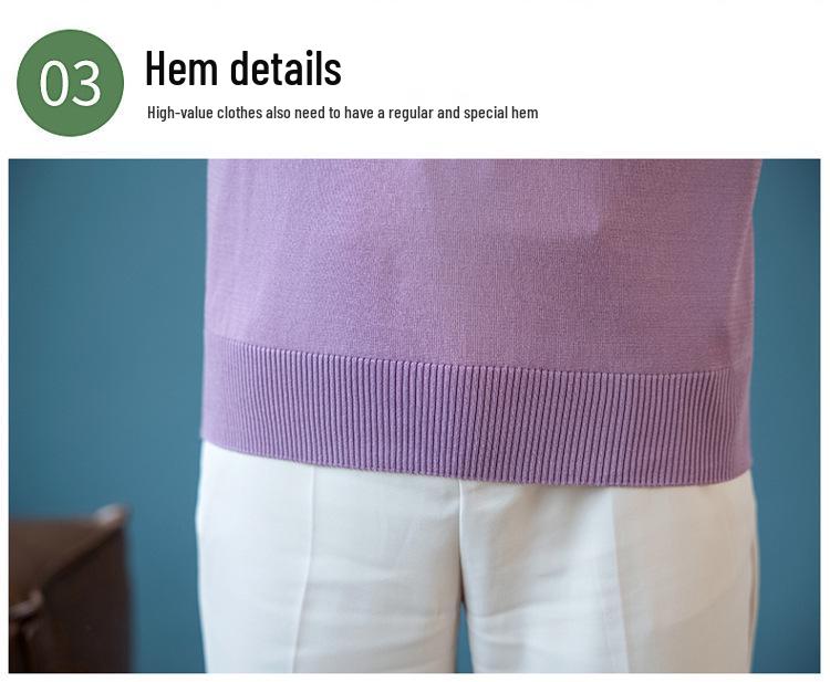 Women's Tencel Short-Sleeved Lapel T-Shirt - 2026 Summer Fashion for Mothers, Lightweight Silk Knit Cardigan Style.