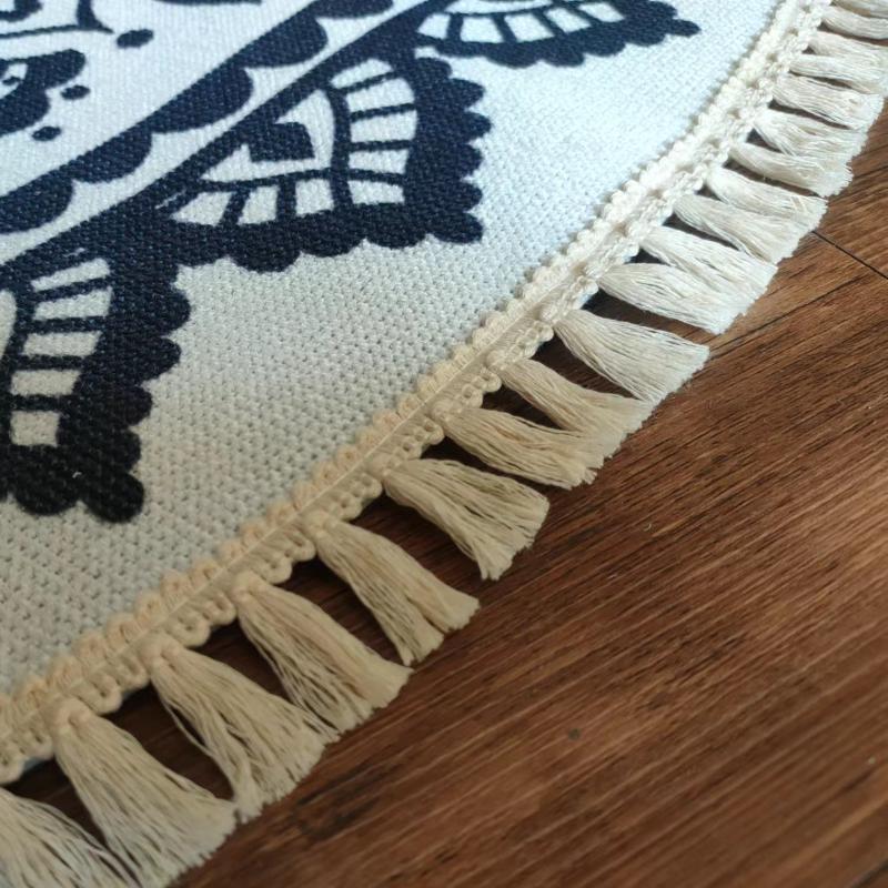 Nordic Round Carpets Bohemia Ethnic Tassel Yellow Mandala Carpet Living Room Cotton Linen Big Rugs Modern Classic 120cm Mats