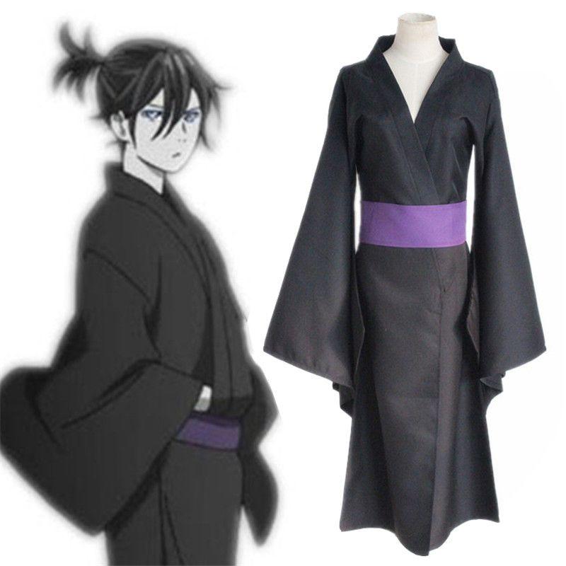 Yato Noragami Anime Cosplay Costume Full Set Black Kimono Yukata Dress Party