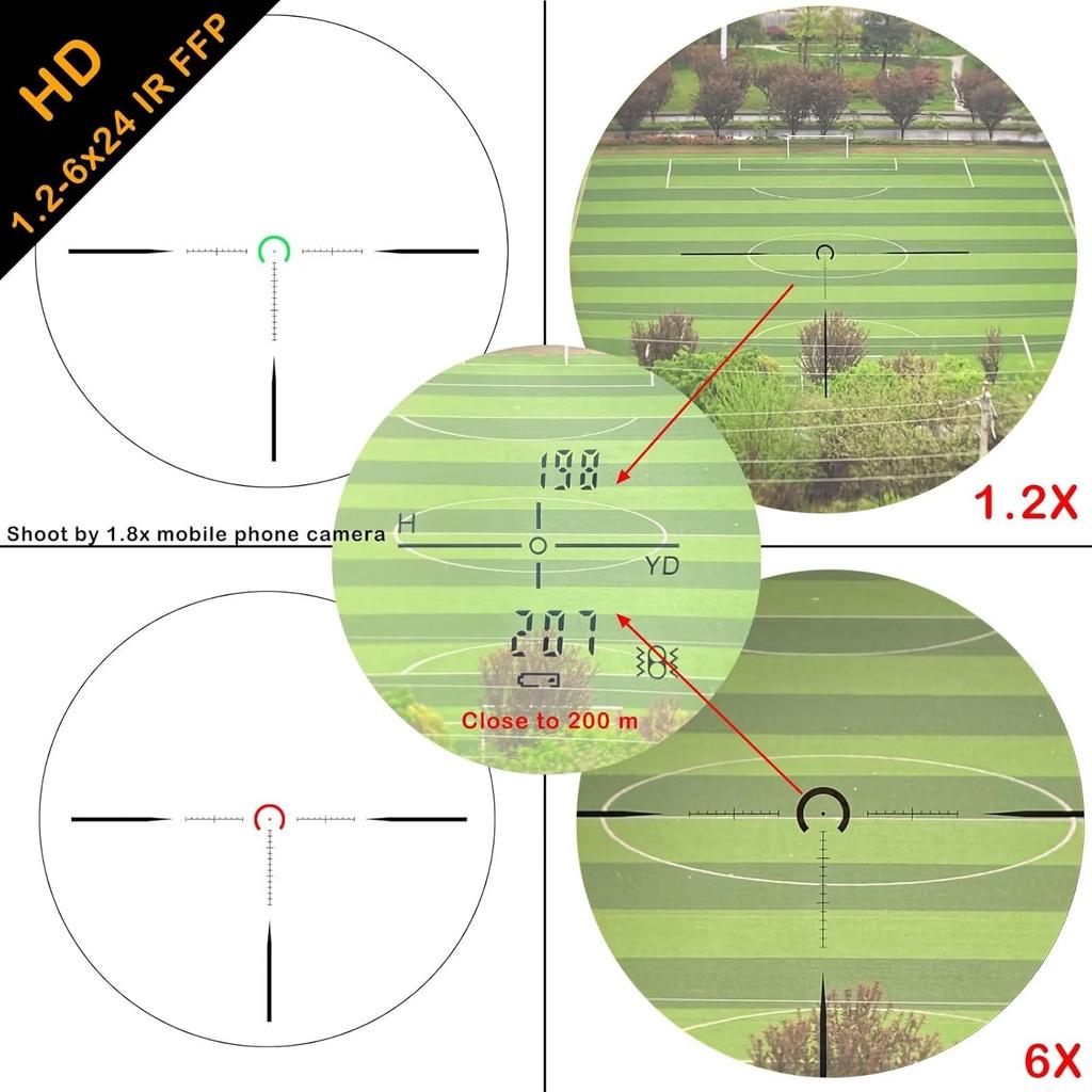 WestHunter Optics HD 1.2-6x24 IR FFP LPVO Riflescope, 30 mm Tube First Focal Plane Illuminated 1/2 MOA Presicion Compact Rifle Scope for Shooting and