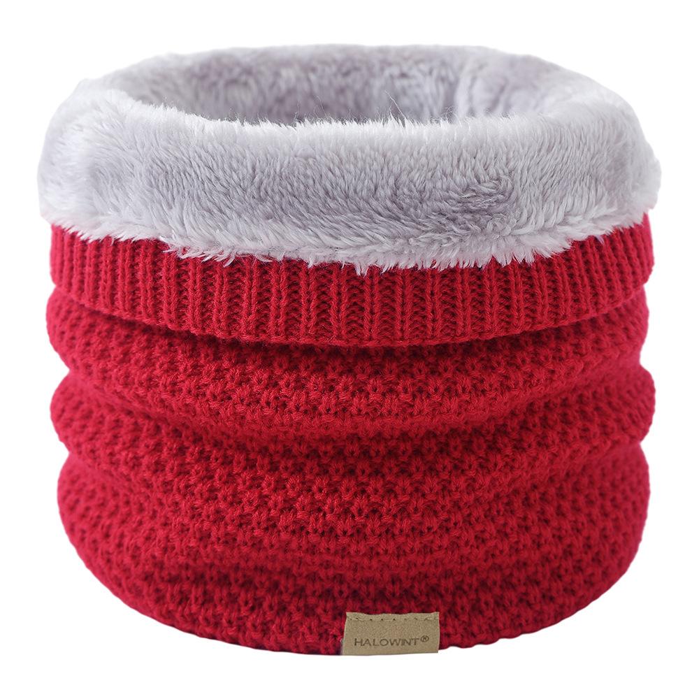 

Мужской и женский однотонный утеплитель для шеи, парный осенне-зимний теплый флисовый шейный платок, толстый вязаный чехол для занятий спортом на открытом воздухе 25 красный