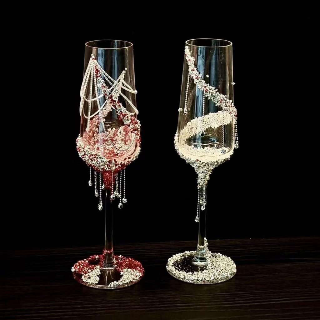 Champagne Cup Diy Material Kit With Eternal Flower Butterfly Decoration For Wedding Engagement Ceremony Gift