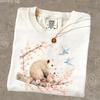 Vintage Cherry Blossom Opossum Shirt Cute Mother And Baby Graphic Cottagecore Aesthetic T Shirt Woodland Animal Top For Women