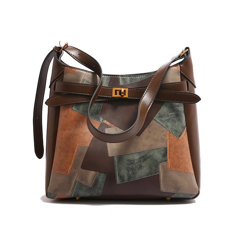 Ielgy Female Bag Large-Capacity Tote Bag High-End Retro Niche Shoulder Messenger Bag Commuter All-
