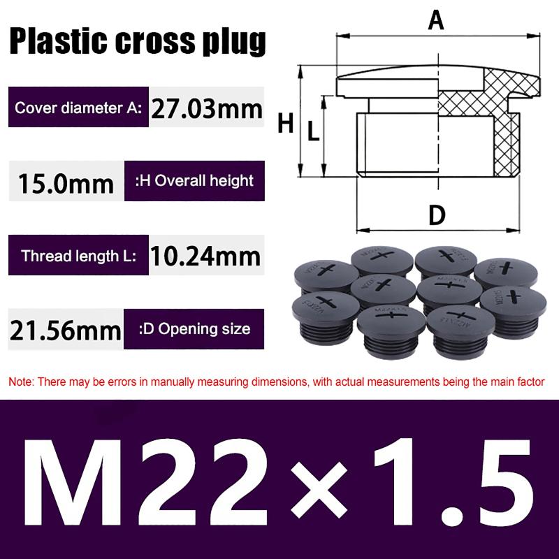 10Pcs Cross Shaped Plastic Plugs Nylon Waterproof High Quality Threaded Hole Plugs M16X1.5 M18X1.5 M20X1.5 M22X1.5 M25X1.5