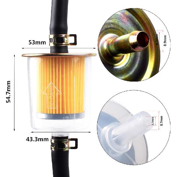 5Pcs 5/16” Universal Fuel Filters With 10Pcs 8Mm Hose Clamps Gas Inline Fuel Filters For Motorcycles, Cars, Trucks