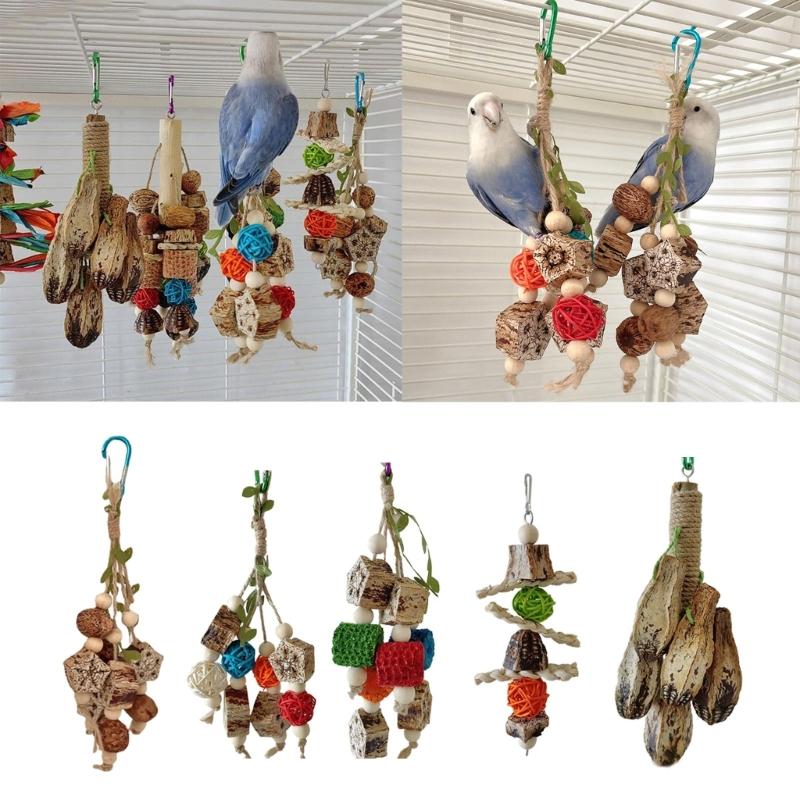 Hanging Bird Bite Chewing Toy Small Parrot Hanging Parrot Cage Toy Natural Grass Pet Bite Resistances Molar Supplies