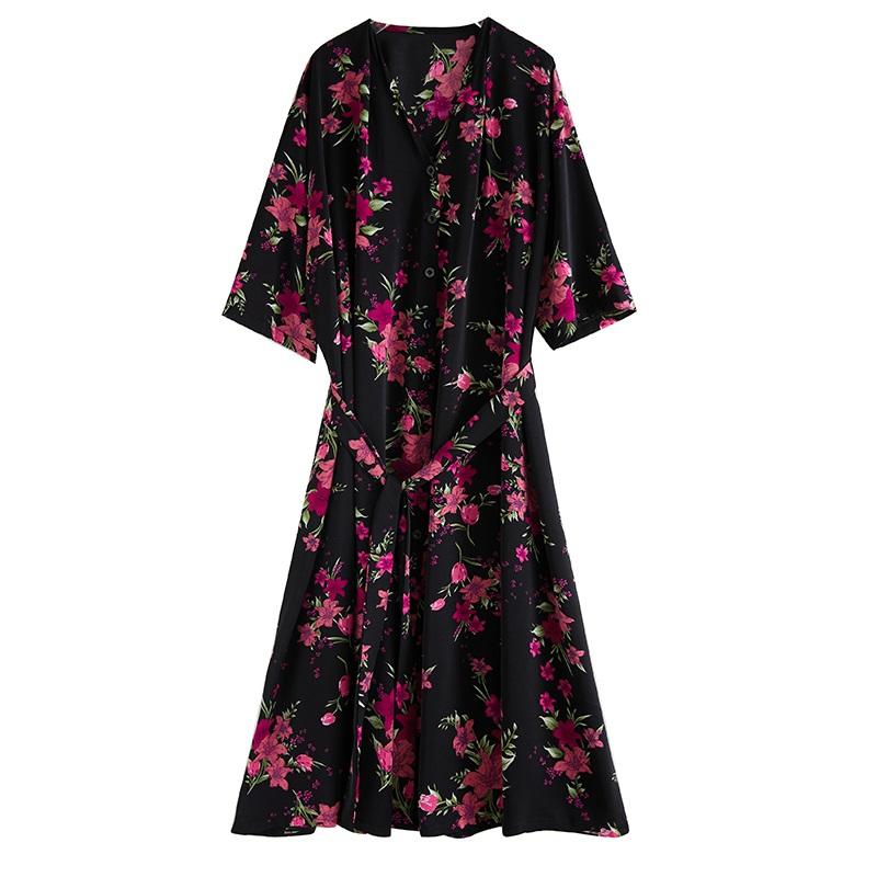 

Новое винтажное платье с цветочным принтом больших размеров с коротким рукавом для женщин, повседневное свободное длинное летнее платье XXL