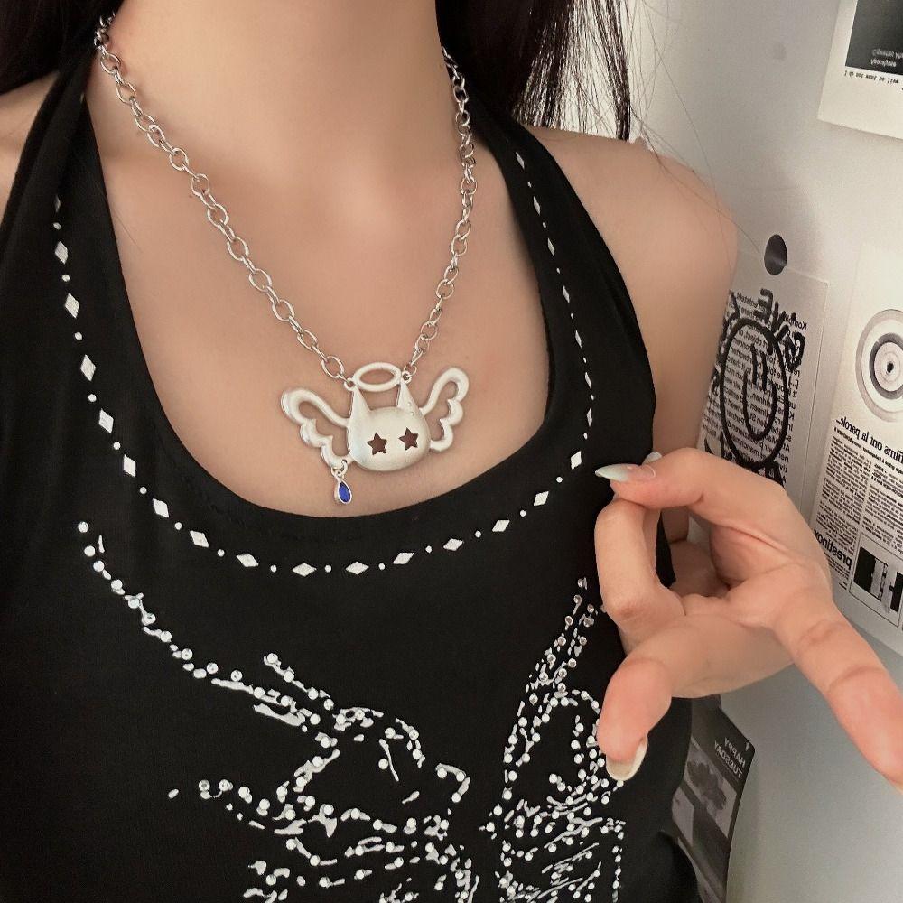 Angel Wings Neck Chain Y2K Style Necklace Creative Pendant Necklace  Charm Accessories
