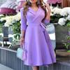Womens Dress Clothing Printing Suit Collar Tie Dress