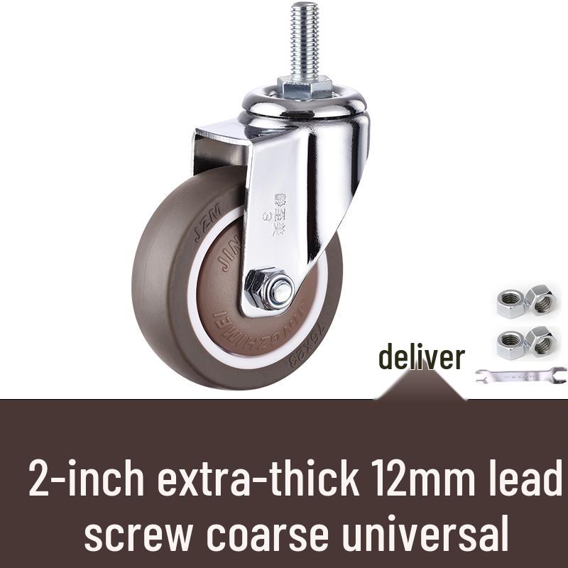 Rueda giratoria de goma universal con freno y rodamiento silencioso - Rosca M6/M8/M10/M12, Rodillo blando