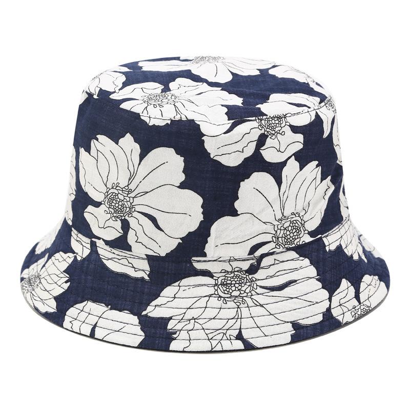 New Ethnic Style Flower Bucket Hat Trendy Women Sunscreen Sunshade Double-sided Basin Hat Hot Hat