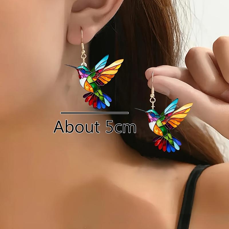 Colorful Hummingbird Necklace, Alloy Colorful Hummingbird Necklace For Women,Cute Mini Colorful Hummingbird Pendant Necklace