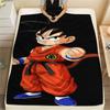 1PC Cute Cartoon Son Goku Patterned Flannel Blanket Suitable For All Seasons For Home Decor Warmth And Comfort Gifts Holiday Present