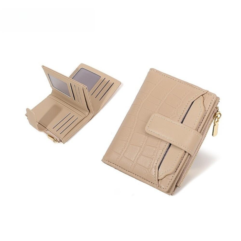 Two-fold Women Short Wallet Solid Color PU Card Bag Versatile Folding Wallet  Shopping