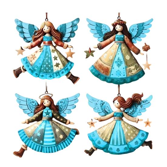 Christmas Wooden Angel Ornaments Rustic Angel Christmas Tree Ornament Retro Small Angel Hanging Decoration for Holiday Party Decor