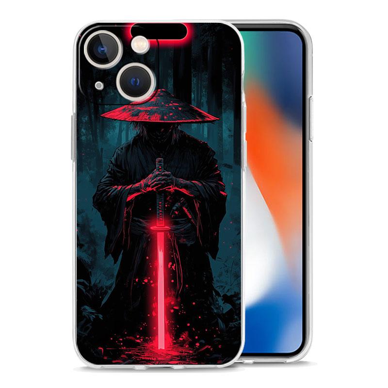 Phone Case For iPhone 17 Air Cases iPhone 16 15 12 13 14 Pro Max SE 7 8 Plus iPhone11 Clear Cover Japanese Bushido Samurai