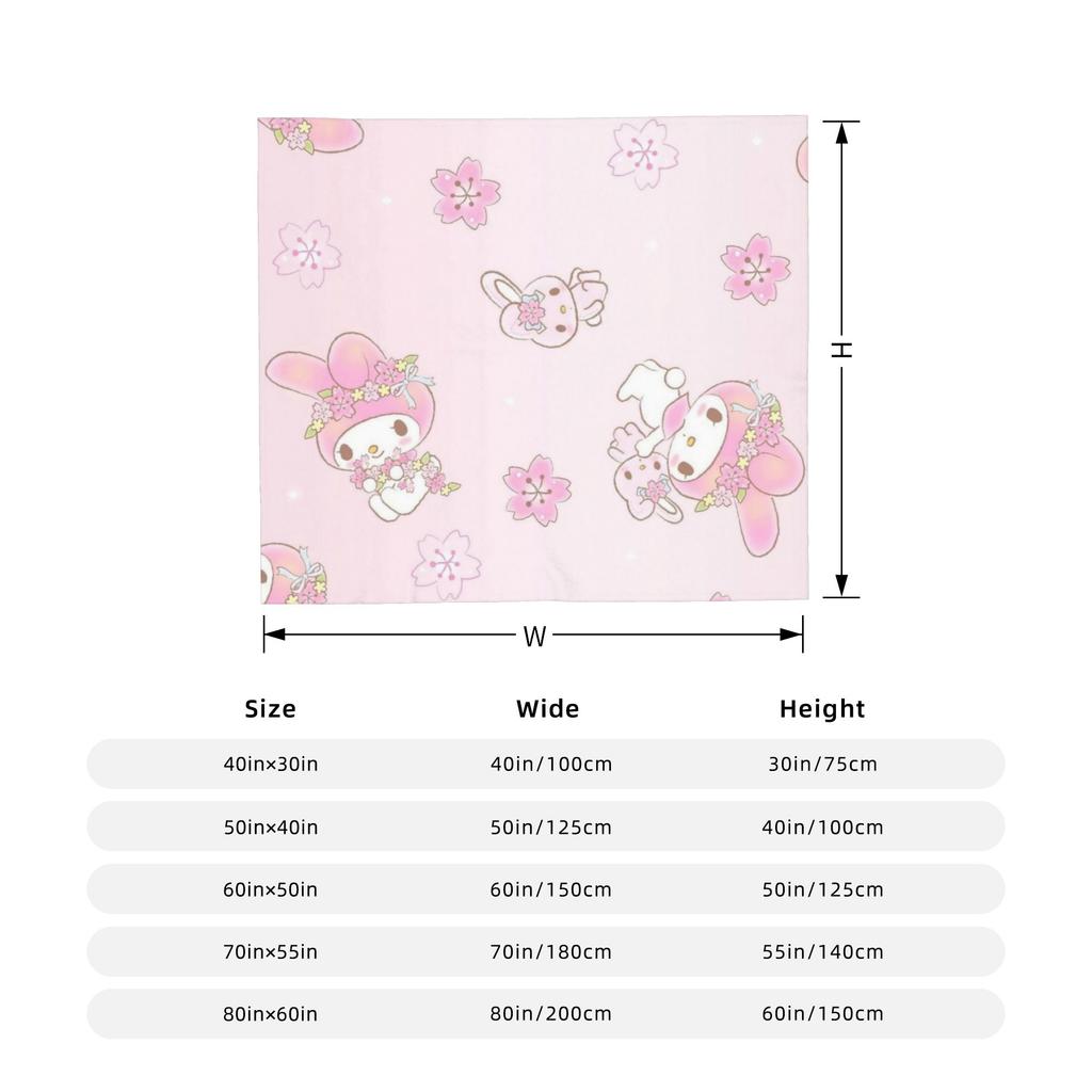 My Melody Kawaii Flannel Throw Blanket Blanket for Bed Bedroom Ultra-Soft Bedding Throws