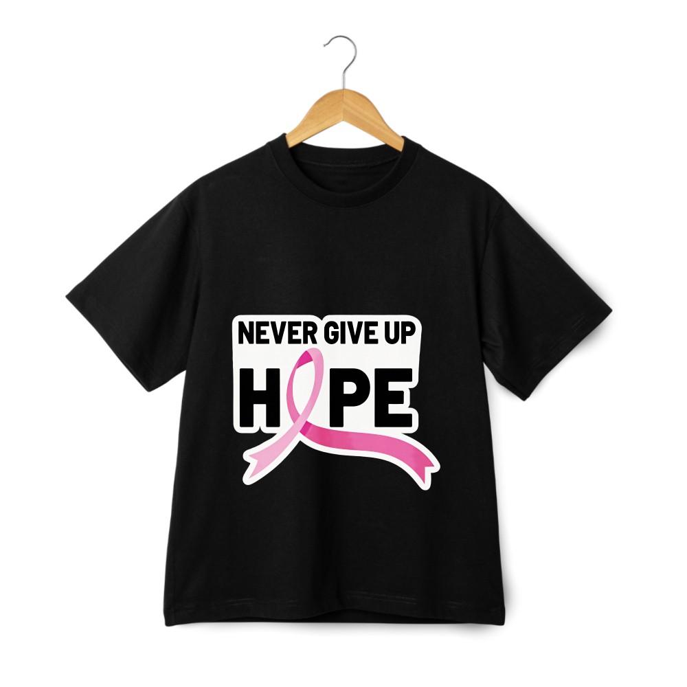 

Breast Cancer Awareness T-Shirt with Never Give Up Hope Theme 4XL