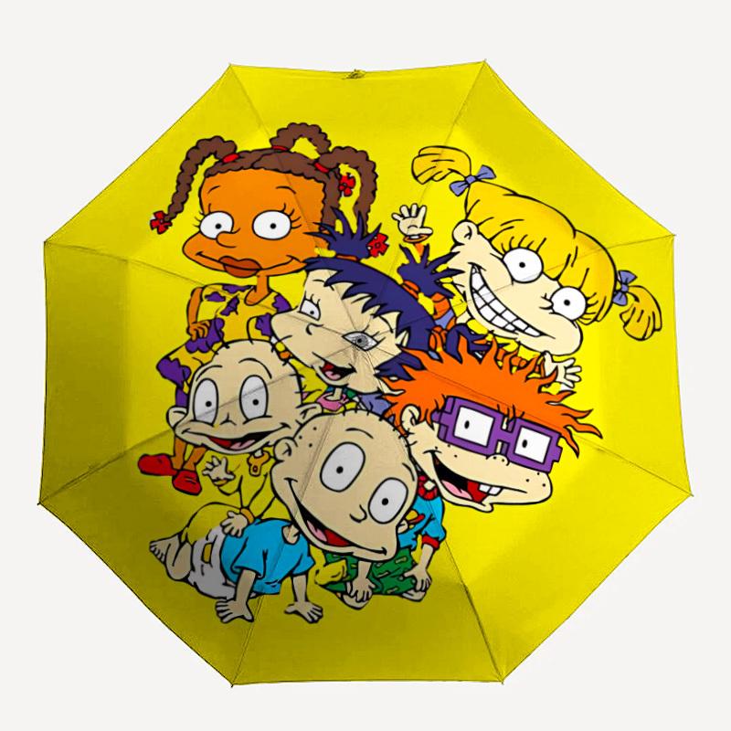 

1PC Rugrats Automatic Open/Close Folding Umbrella, Windproof 8 Ribs Construction, Lightweight Travel Umbrella067