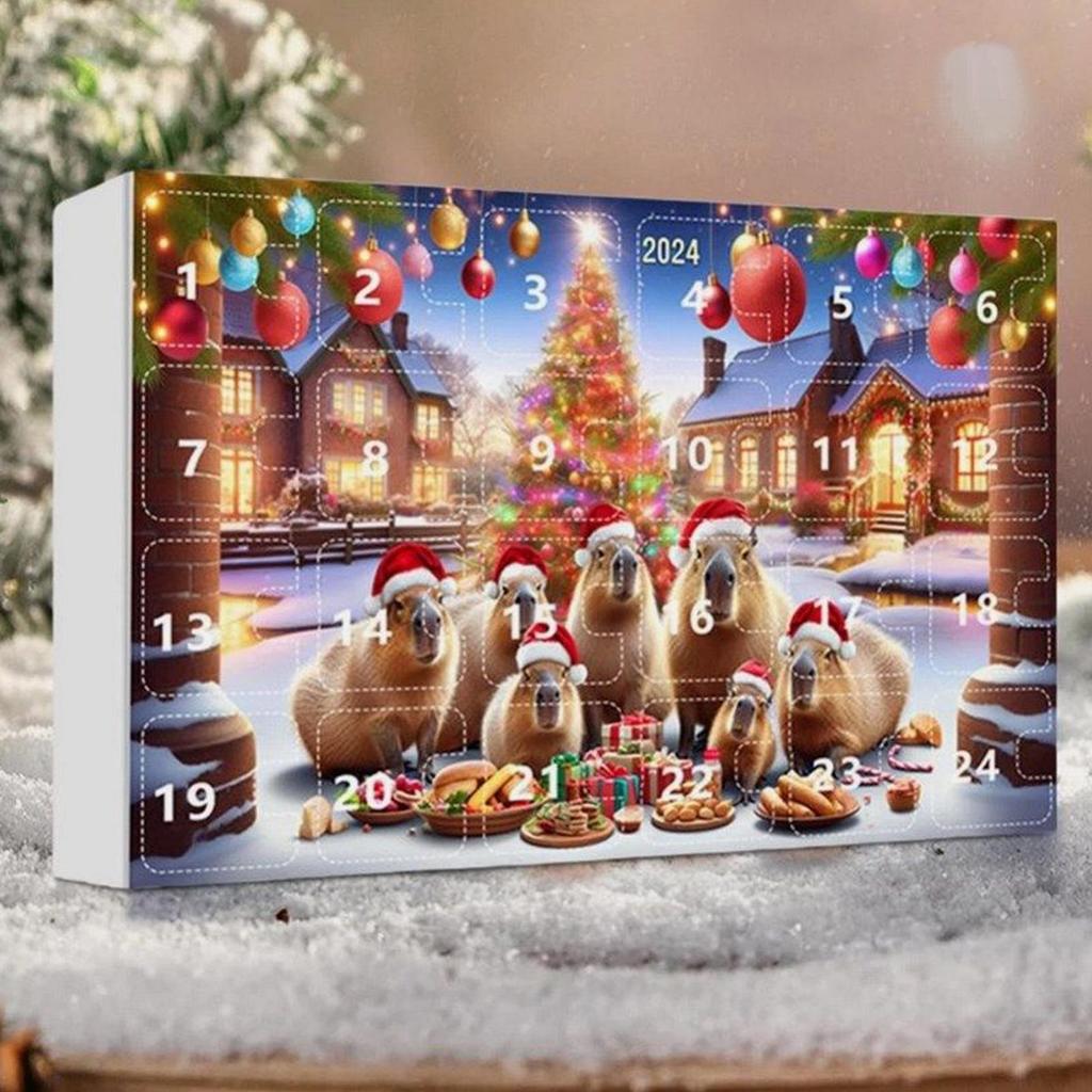 Capybara Advent Christmas 24 Days 3D Acrylic Decor Christmas Tree Capybara Ornament 2025 Countdown Calendar for Home Car Wall