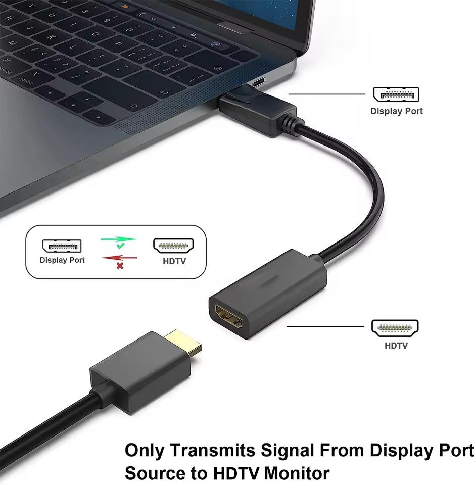 4K Display Port DP To HDMI-compatible Cable Adapter DisplayPort Male To HDTV Female Converter Cable for PC TV Laptop Projector