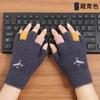 Autumn and Winter Cold-proof Plush Knitted Gloves Imitation Mink Cartoon Women's Plush Warm Half-finger Gloves