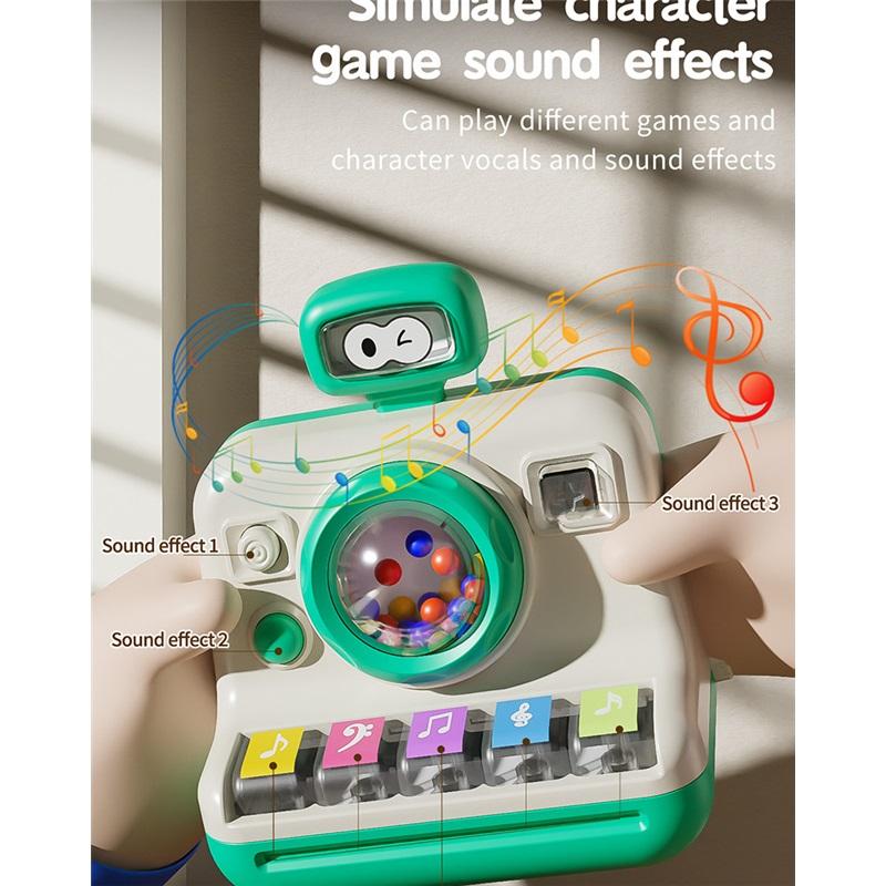 Cameră analogică educativă pentru bebeluși cu vânzare fierbinte, cameră multifuncțională cu sunet și lumină, jucărie pian mic, educație timpurie