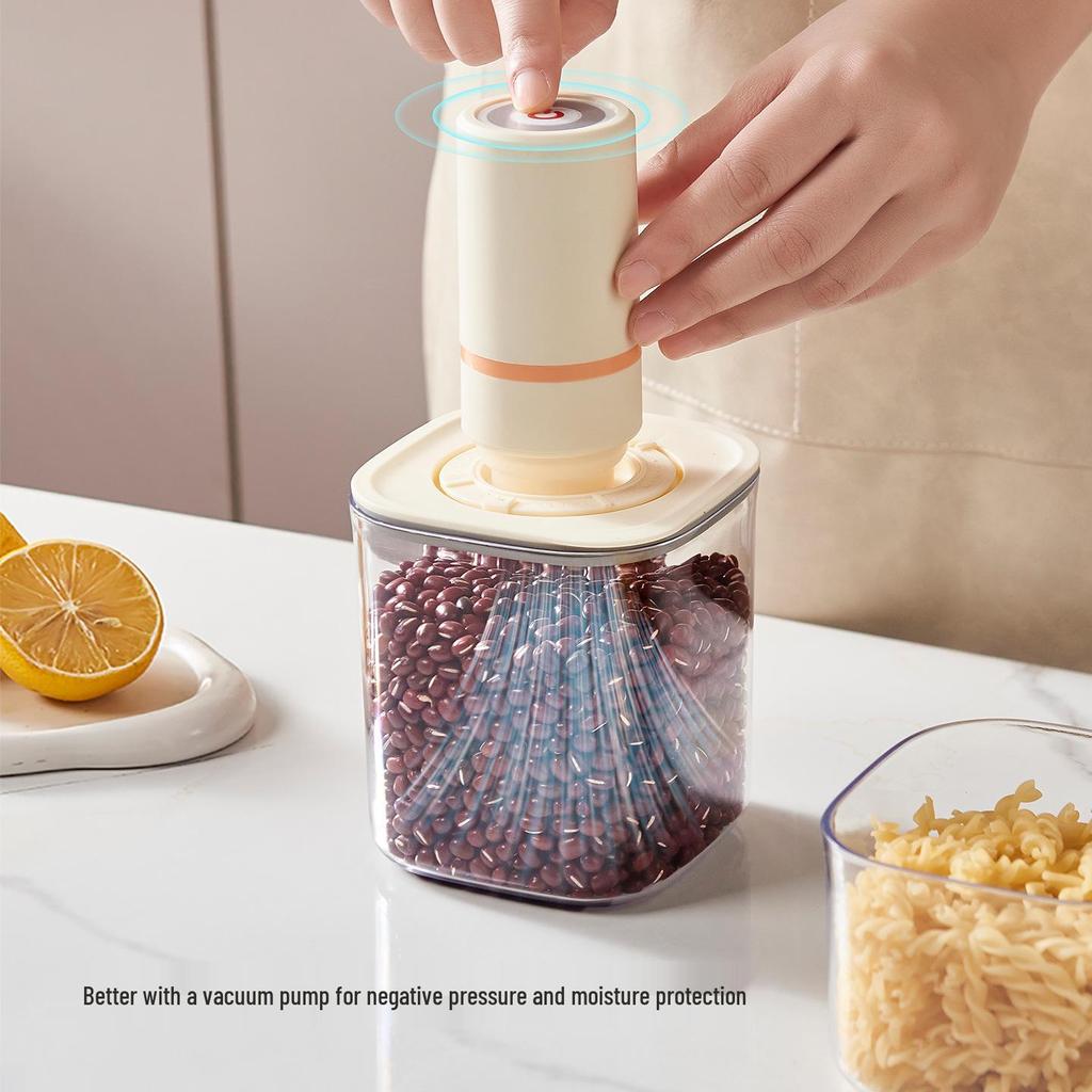 Transparent Food-grade Vacuum Seal Canisters for Kitchen Grain and Cereal Storage, Moisture-proof, Multi-size Set.
