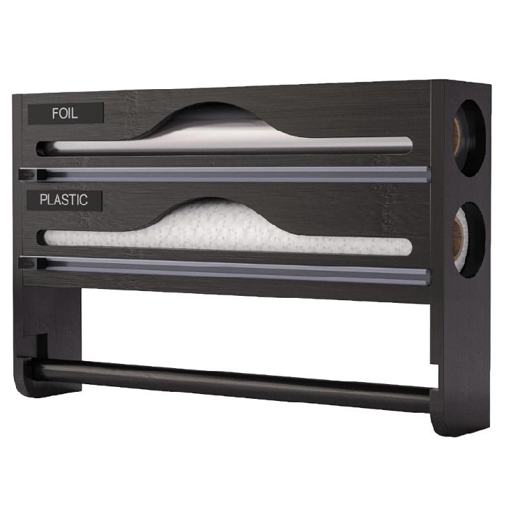 Easy Install and Wood Plastic Wrap Cutter and Organizers for Quick Cutting Action and Simple Cleaning in Any Kitchen