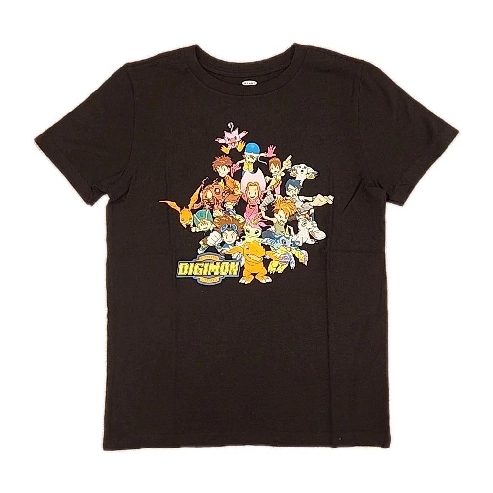 

New Digimon Digital Monsters Black Cotton Anime Gaming Toys Kids Medium Tee 160