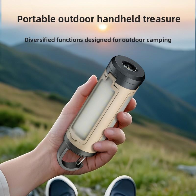 Multi-functional foldable three-leaf camping light outdoor camping LED tent light with hook High-capacity lithium battery